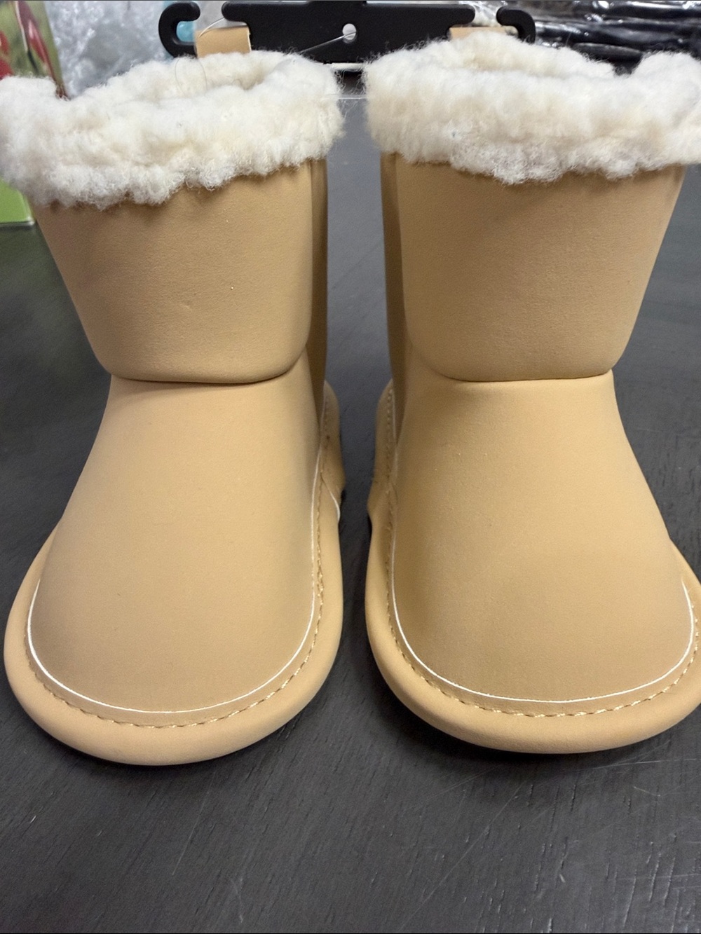 Carter's Tan and Cream Faux Shearling Footed One-Piece Boots